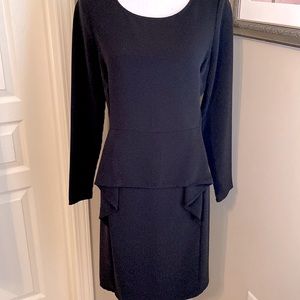 Classic Long Sleeved Black Peplum Dress
